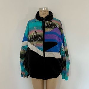 Vintage Groovy 80s Multicolor Cataria Windbreaker.